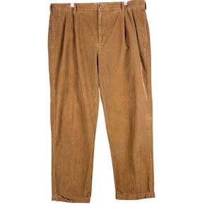 Jos A Bank Pants Mens 38x30‎ Brown Corduroy Pleated Front Dress Casual Trousers